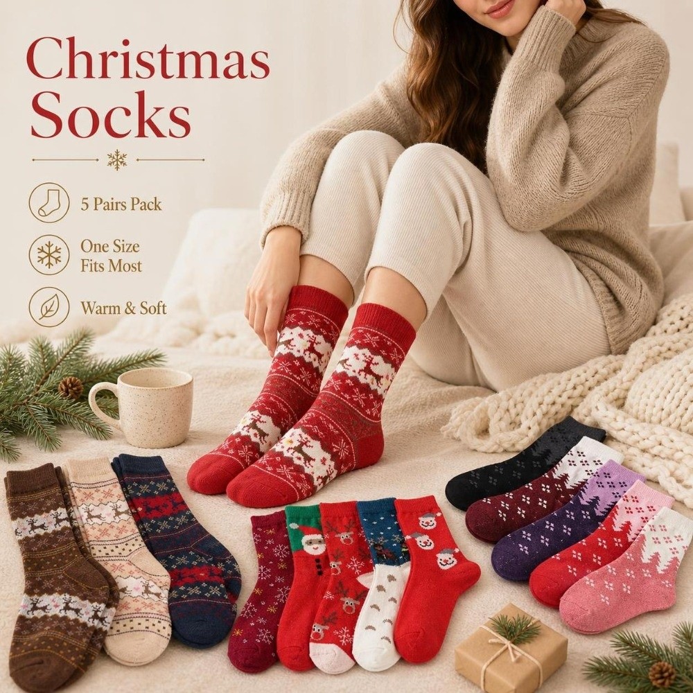 Thermal Sock Wool - 5 paires de chaussettes de Noël